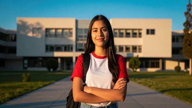 Joven estudiante mexicano triunfante al atardecer