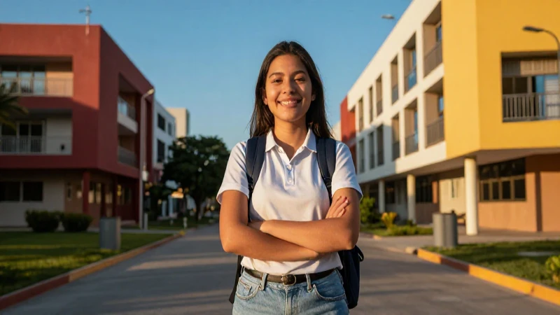 Joven mexicano sonriendo, estilo vibrante y profesional