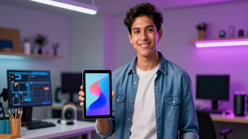 Estudiante mexicano, tablet digital, estilo vibrante