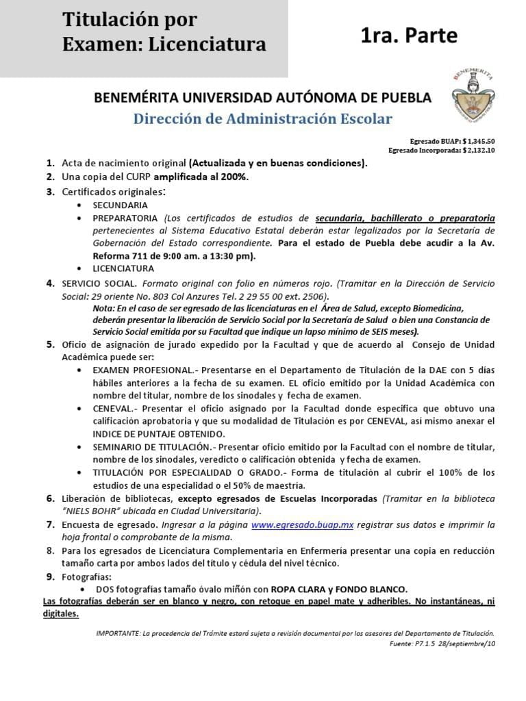 Requisitos para la titulación en la BUAP: todo lo que necesitas saber
