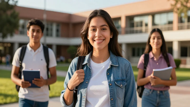 Estudiante mexicano sonríe en campus universitario