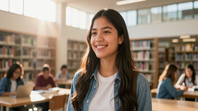 Estudiante mexicano sonriendo, estilo cinematográfico