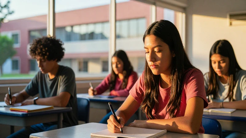 Estudiante mexicano concentrado bajo luz dorada