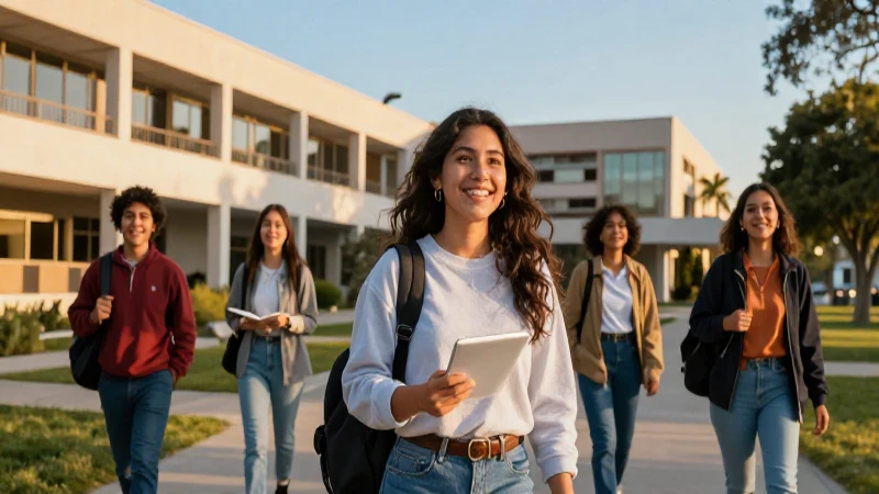 Estudiante mexicano moderno en campus vibrante