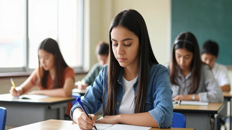 Joven estudiante mexicana determinada bajo luz