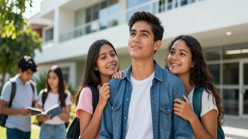 Estudiante mexicano determinado con apoyo familiar