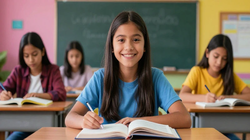Estudiante mexicano sonriente en clase