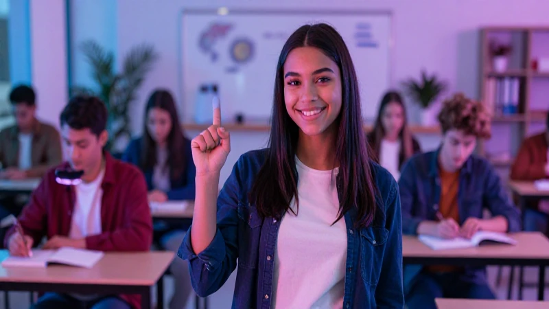 Estudiante brillante en universidad moderna