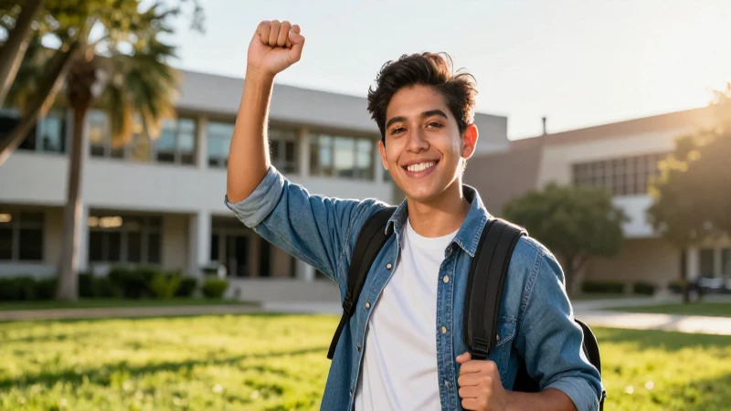 Estudiante mexicano triunfal en luz universitaria dorada