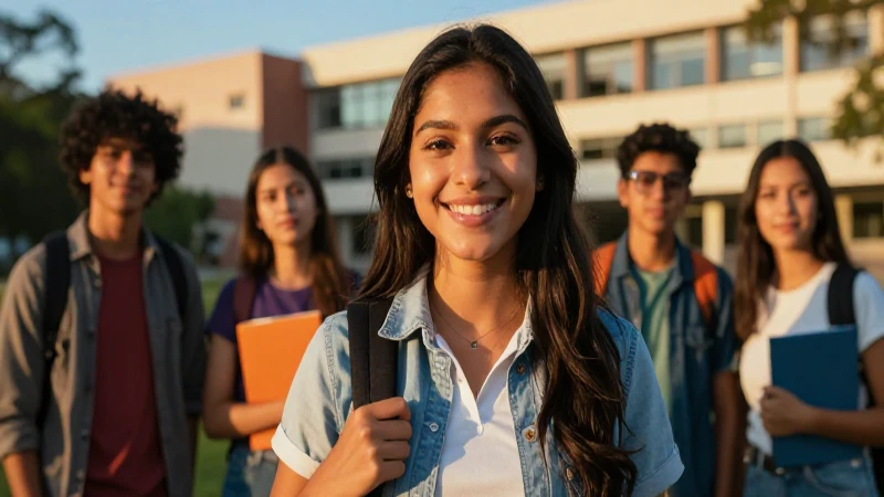 Retrato vibrante de estudiante mexicana sonriente