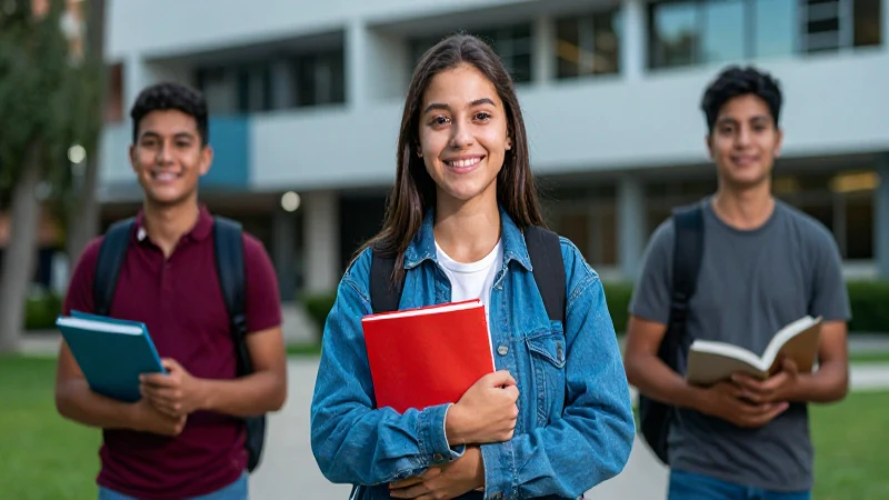 Joven mexicano feliz en universidad