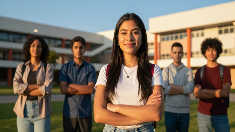 Estudiante mexicano exitoso en campus universitario