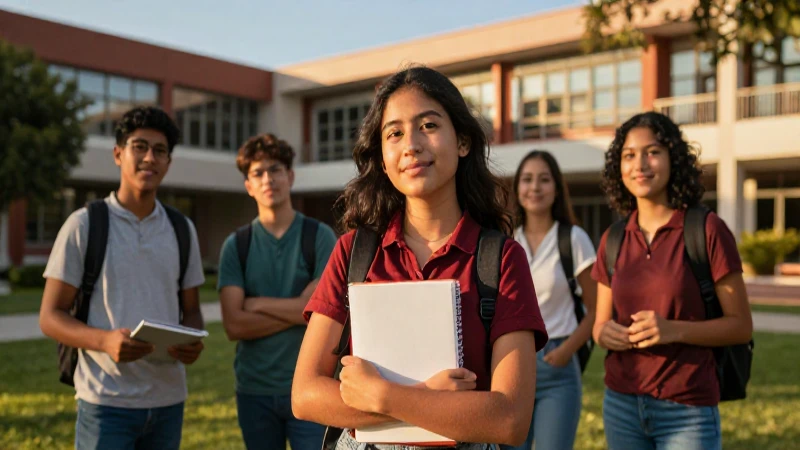 Estudiante exitoso en moderno campus mexicano
