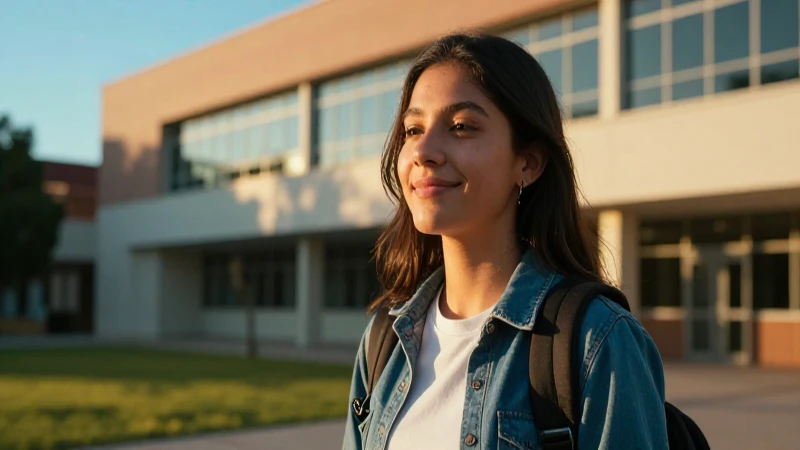 Joven estudiante mexicana con expresión de esperanza