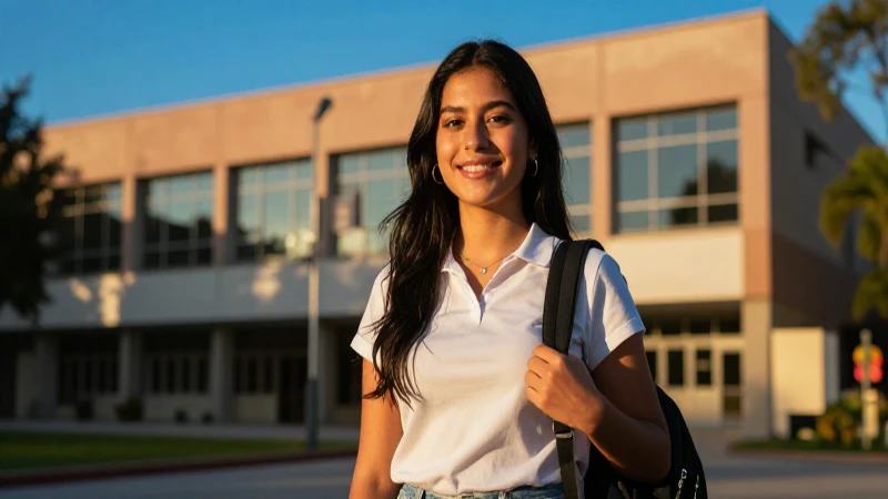 Estudiante mexicano brillante en campus universitario