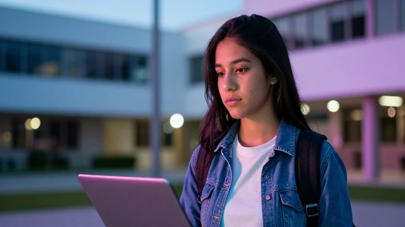 Estudiante mexicano joven estudia en campus vibrante