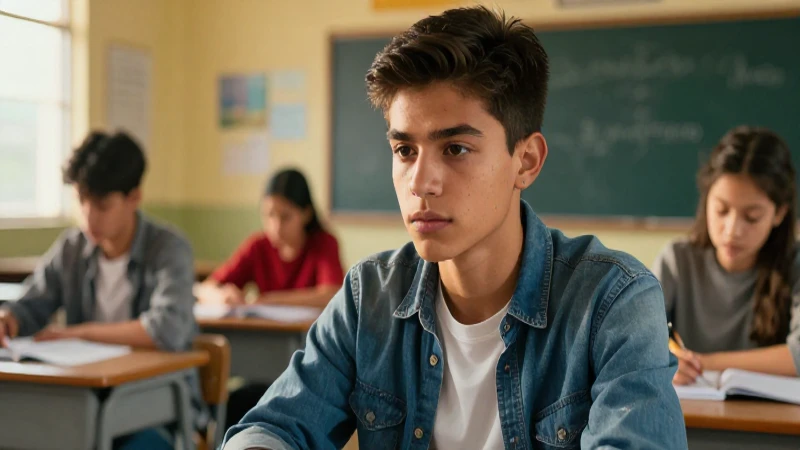 Estudiante mexicano concentrado bajo luz dorada