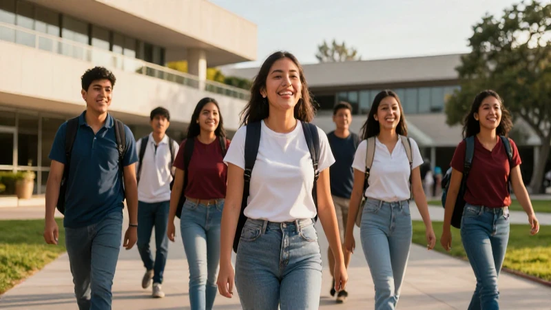 Estudiantes mexicanos alegres en campus dorado