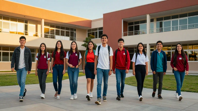Estudiantes mexicanos exitosos en un campus moderno