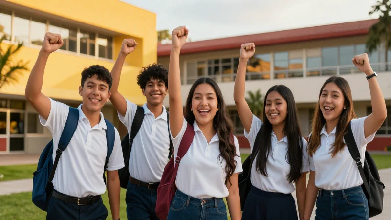 Estudiantes mexicanos celebran éxito en campus moderno