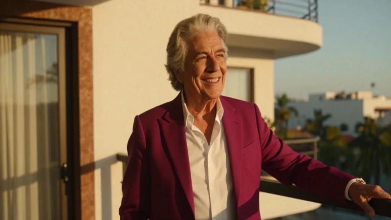 Elegante senior mexicano en atardecer vibrante