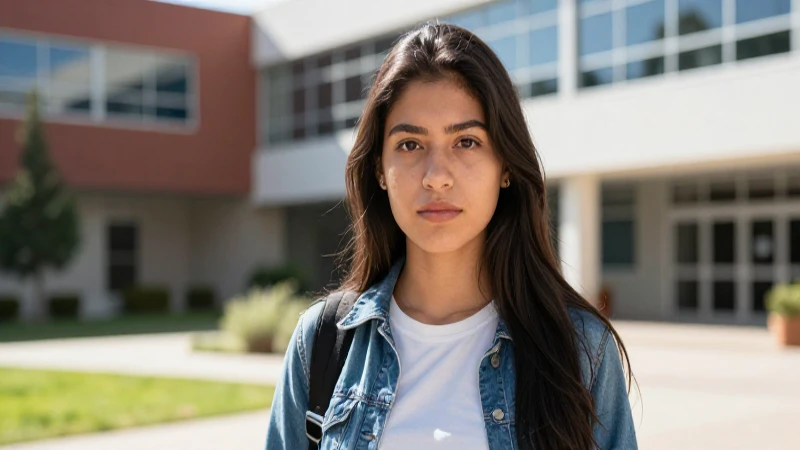 Joven estudiante mexicano vibrante en campus soleado
