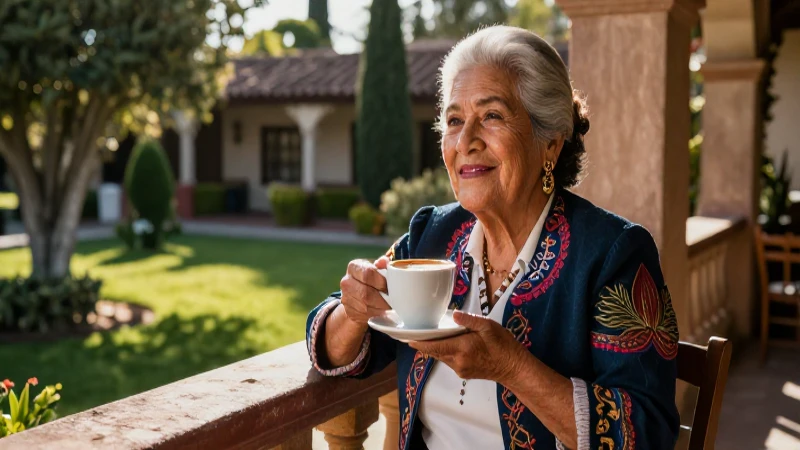 Cuáles son los requisitos para obtener talones de pago del ISSSTE para jubilados 70 Abuelita mexicana disfruta café en balcón
