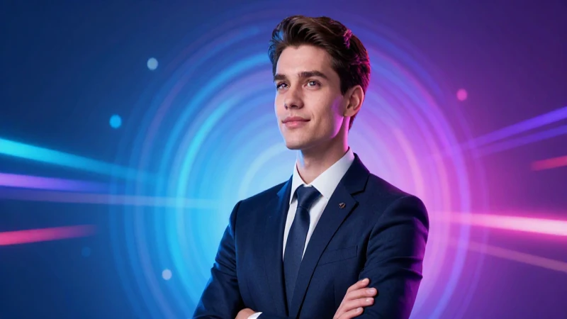 Profesional confiado con fondo digital moderno