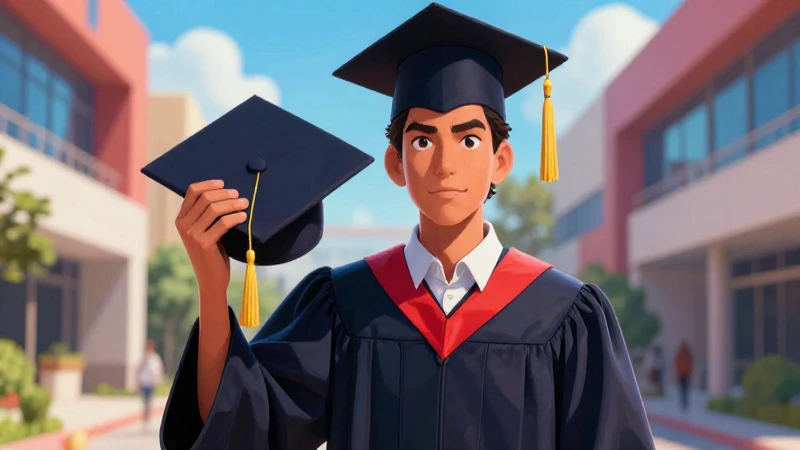 Estudiante mexicano victorioso simboliza el progreso y el éxito