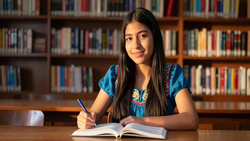 Retrato vibrante de estudiante mexicano académico
