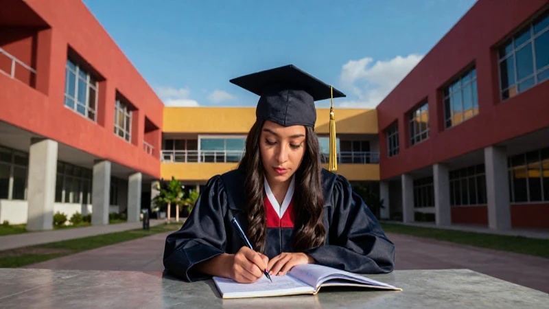 Estudiante mexicano en campus vibrante y exitoso