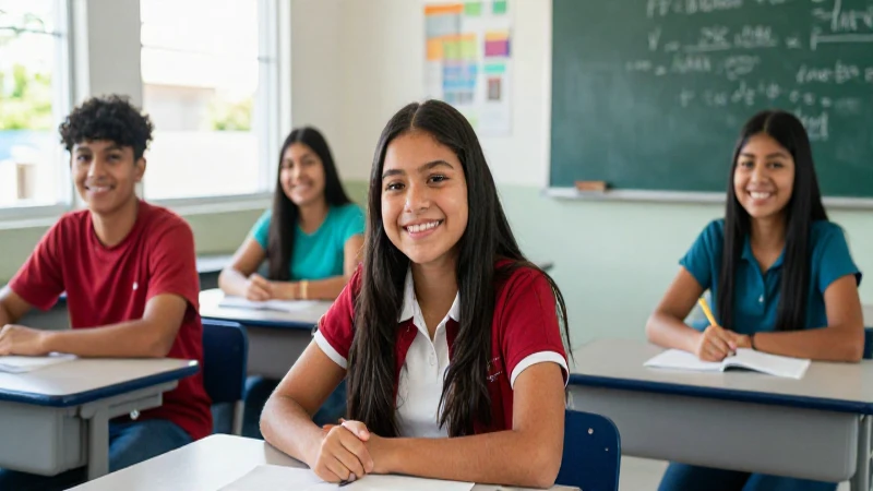 Estudiantes mexicanos felices en aula vibrante