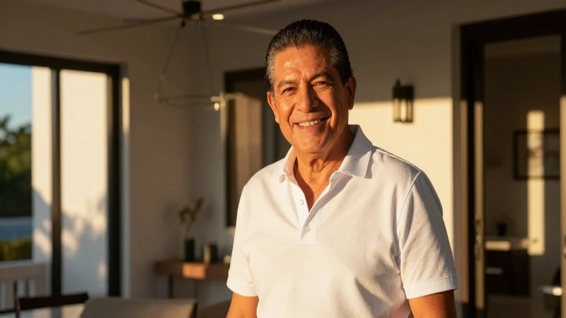 Hombre mexicano seguro en atardecer, simbolizando seguridad