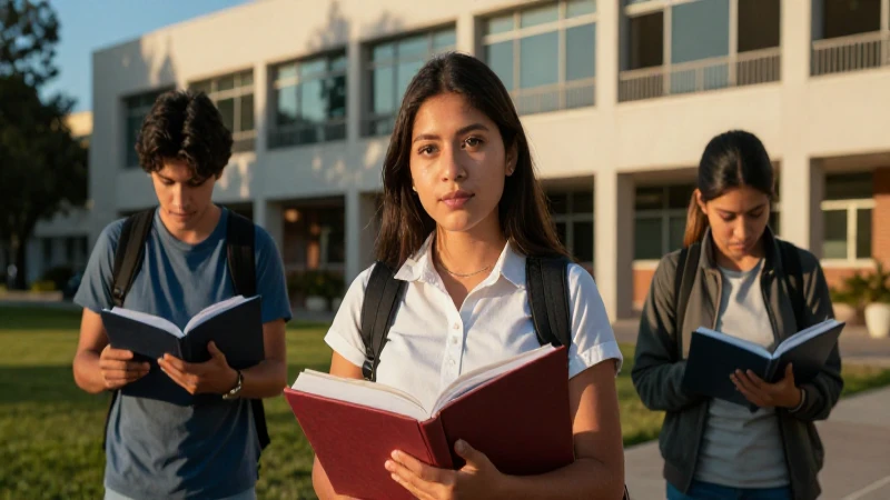 Retrato vibrante de estudiante mexicano en la universidad