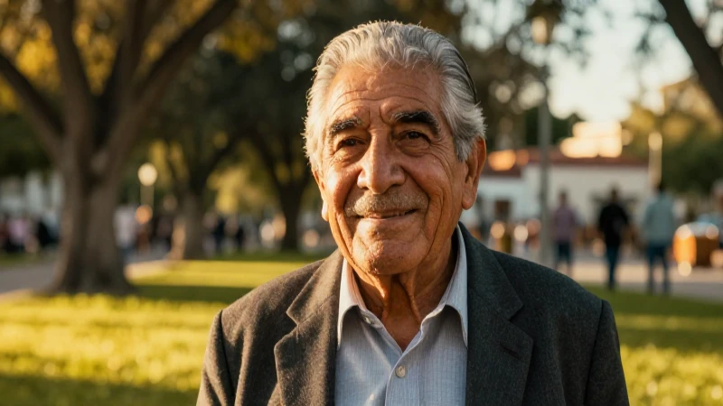 Retrato joyoso de mexicano al atardecer