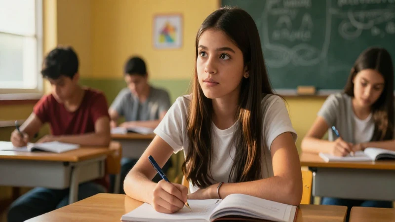 Joven mexicana estudiando bajo luz dorada