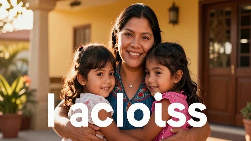 Madre mexicana abraza a sus hijos al atardecer