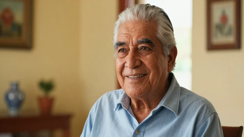Hombre anciano sonríendo en casa, fotografía profesional