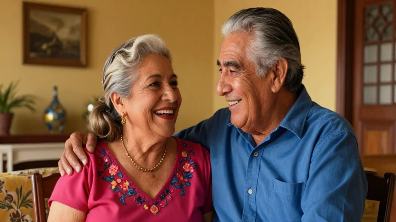 Pareja mexicana feliz en un hogar cálido