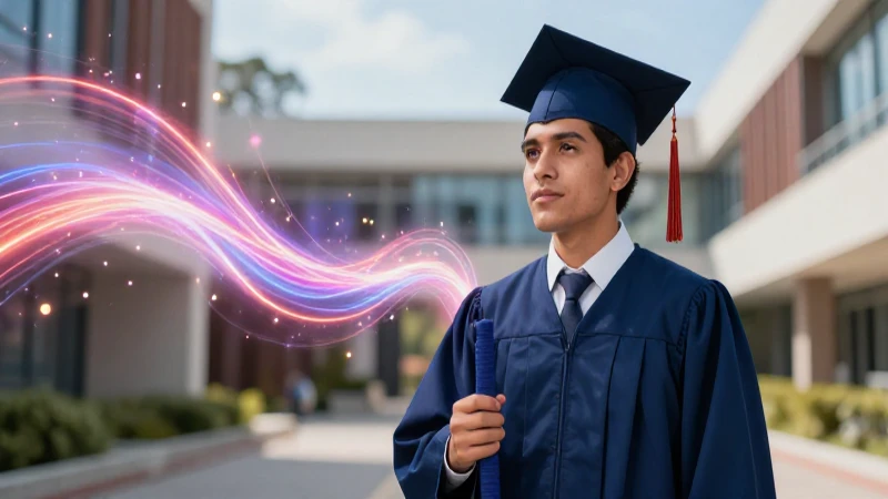Estudiante mexicano investigando en campus moderno