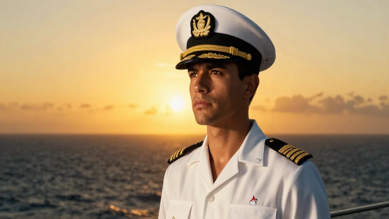 Joven marino mexicano en dramatismo dorado