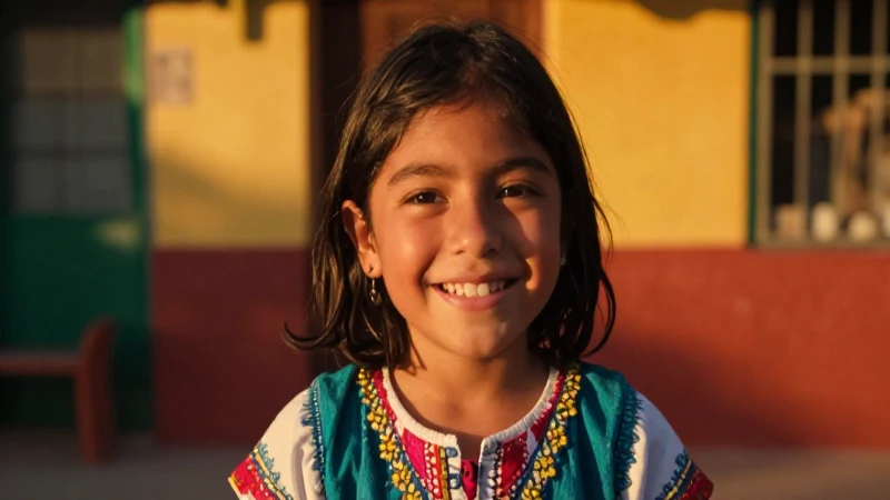 Niño mexicano alegre en luz dorada cinematográfica