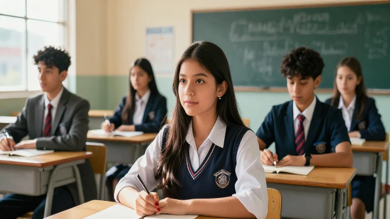 Estudiante mexicano en un aula moderna y vibrante