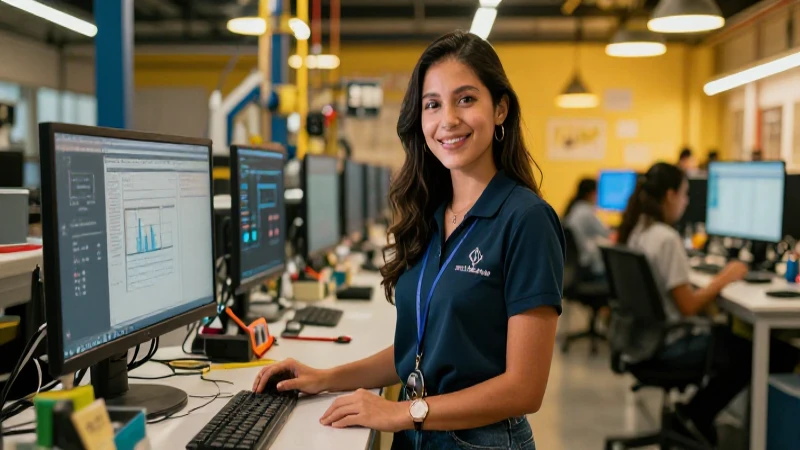 Emprendedor mexicano en taller tecnológico moderno