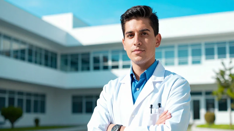 Médico mexicano joven, imagen profesional y confiada