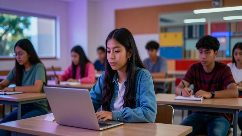Estudiantes mexicanos motivados en aula dinámica
