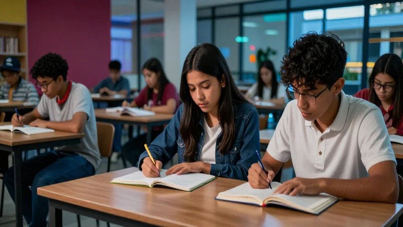 Estudiantes mexicanos modernos en campus vibrante