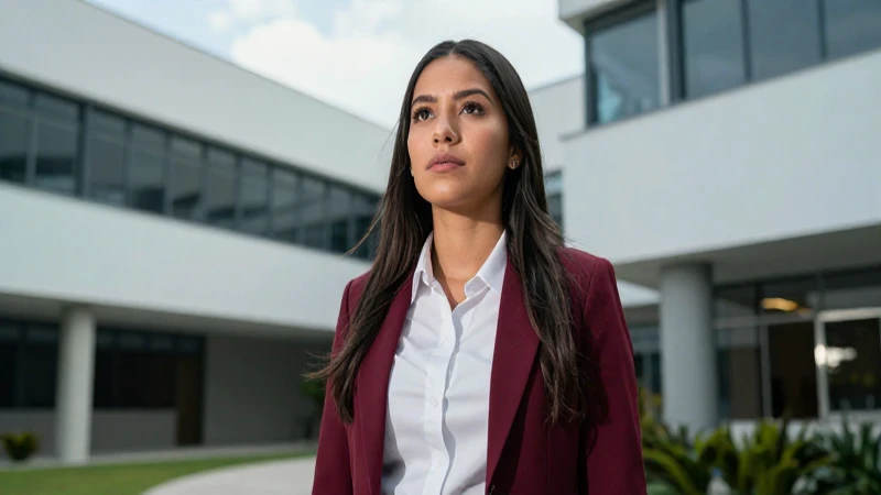 Joven mexicano con esperanza en campus moderno
