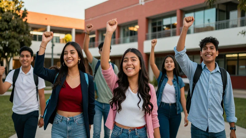 Estudiantes mexicanos celebran éxito en campus moderno