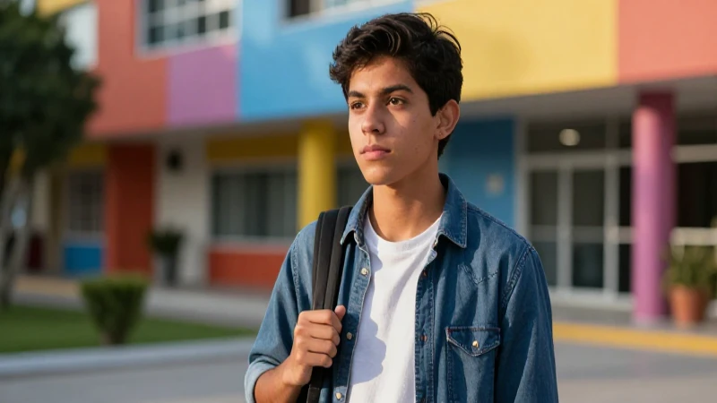 Estudiante mexicano moderno en campus vibrante